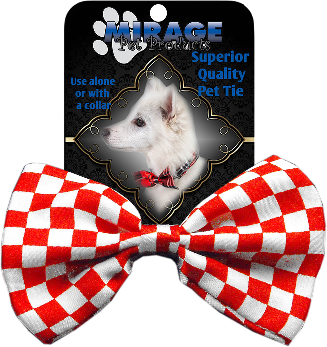 Dog Bow Tie Checkered Red